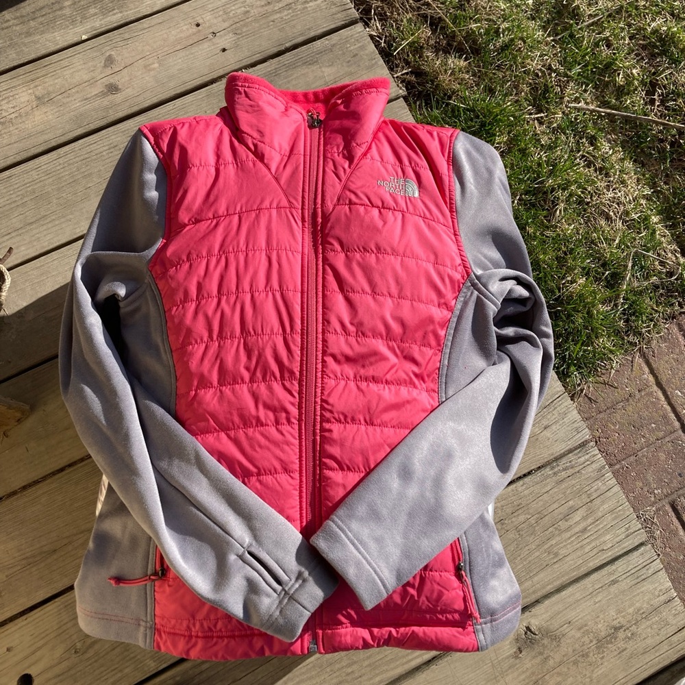 North Face Women Mashup Insulate Jacket coat zip quilted core fleece sleeve pink